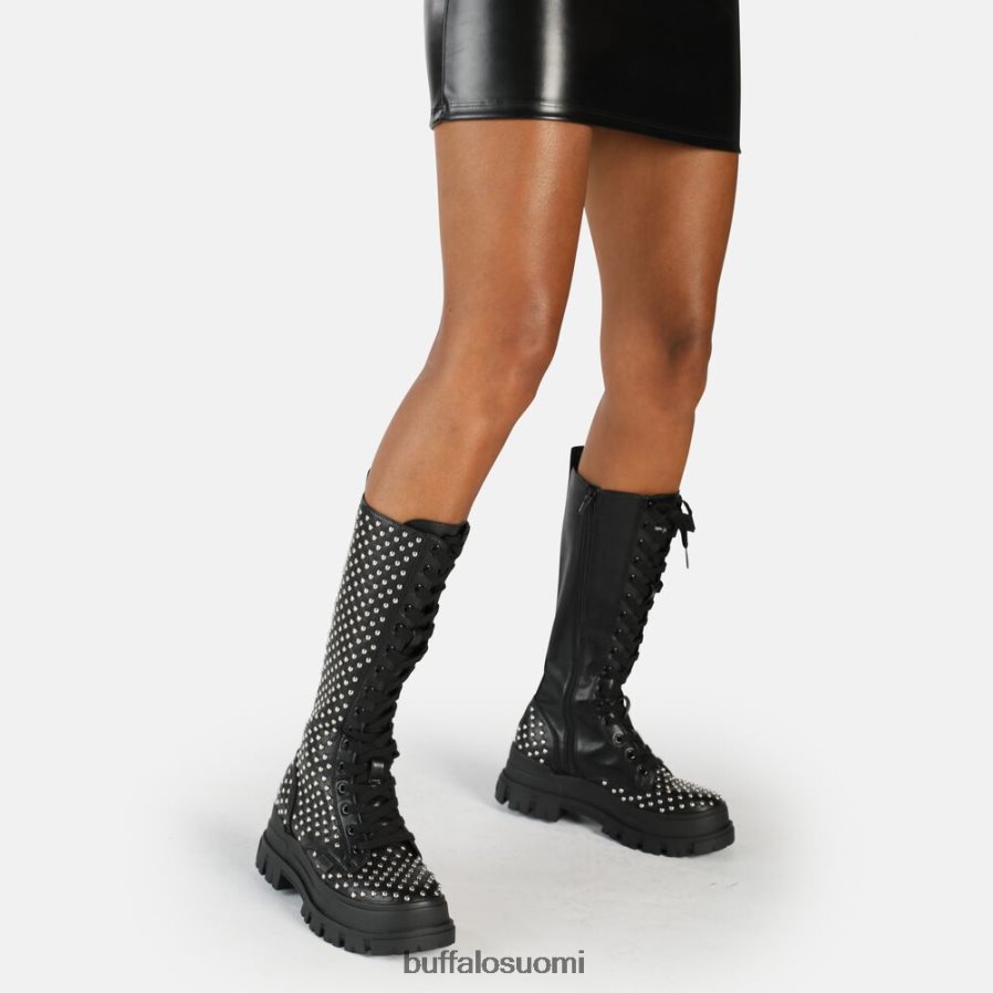 aspha on pin laceup hi boot vegan DZ48H4507 musta Buffalo |saappaat