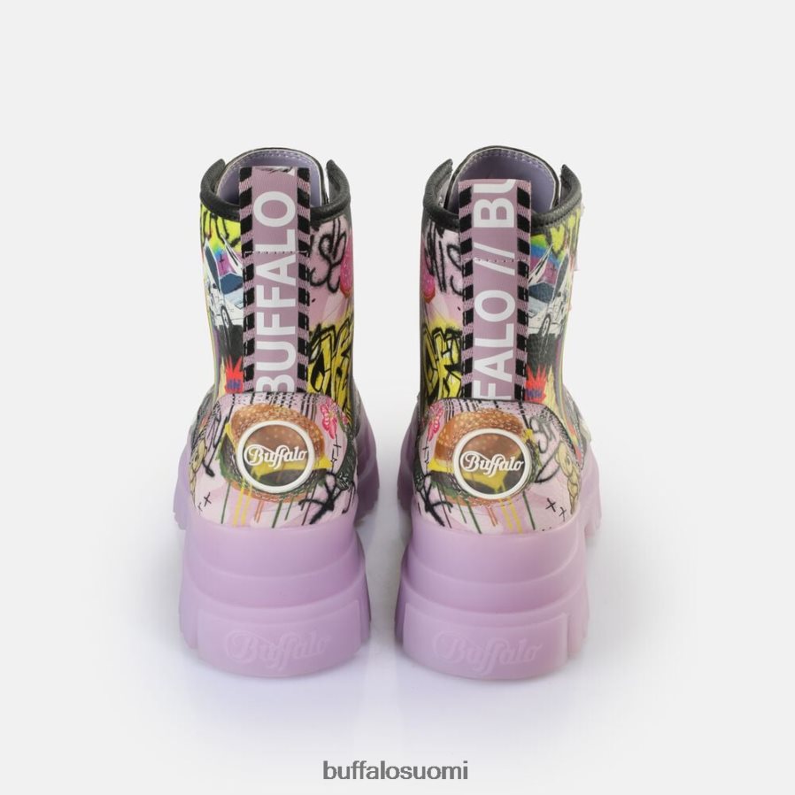 aspha lace up hi ankle boot vegaani DZ48H4436 violetti/musta graffiti Buffalo |saappaat