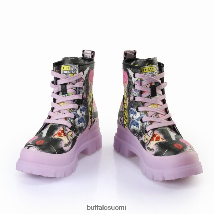 aspha lace up hi ankle boot vegaani DZ48H4436 violetti/musta graffiti Buffalo |saappaat