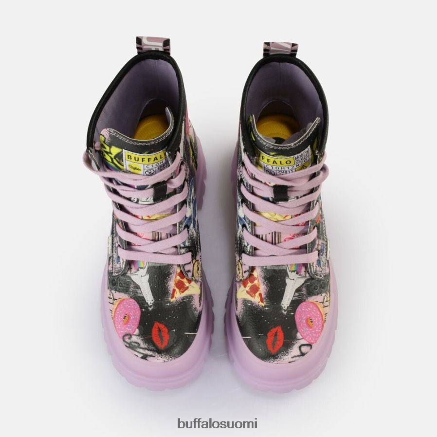 aspha lace up hi ankle boot vegaani DZ48H4436 violetti/musta graffiti Buffalo |saappaat