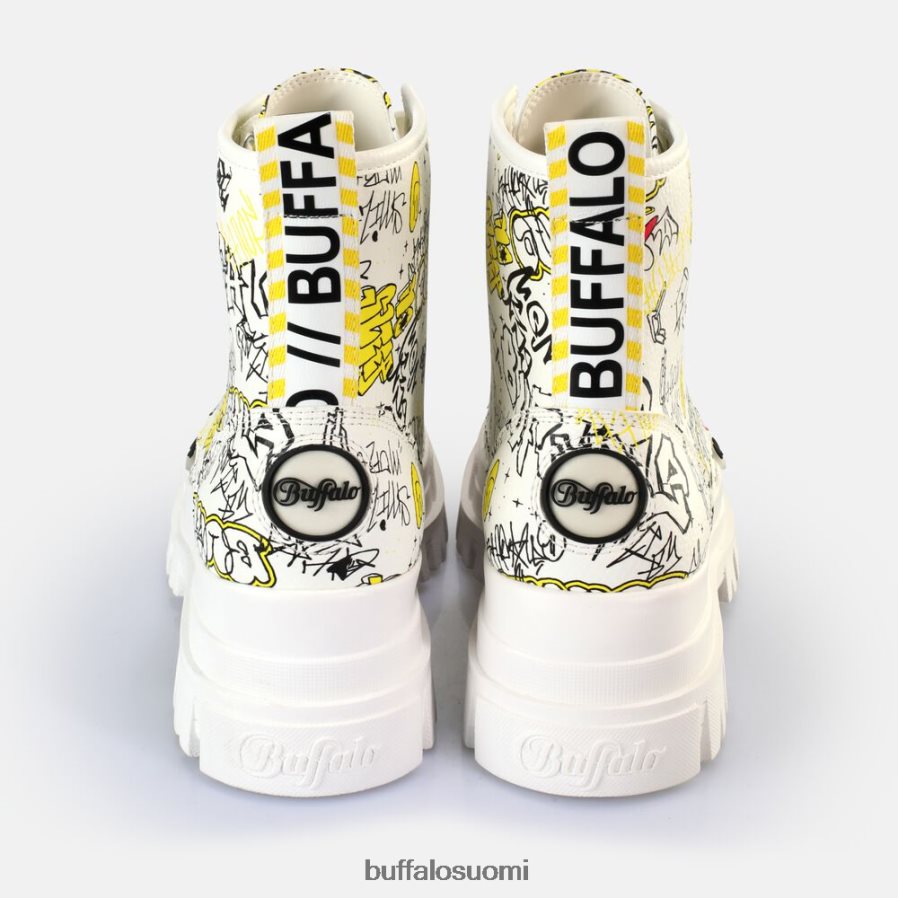 aspha lace up hi ankle boot vegaani DZ48H4438 valkoinen graffiti Buffalo |saappaat