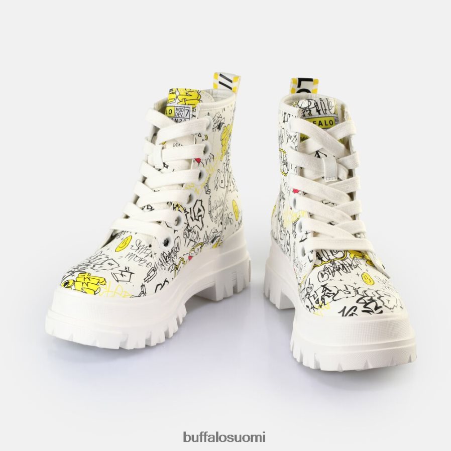aspha lace up hi ankle boot vegaani DZ48H4438 valkoinen graffiti Buffalo |saappaat