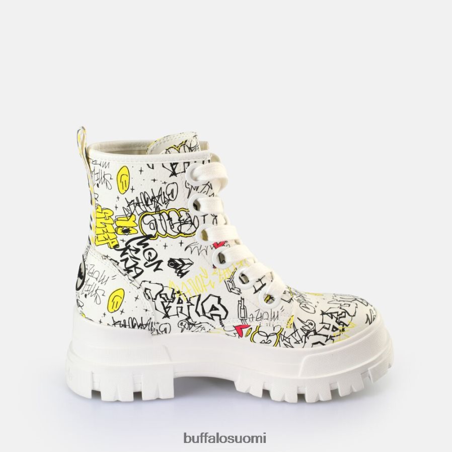 aspha lace up hi ankle boot vegaani DZ48H4438 valkoinen graffiti Buffalo |saappaat
