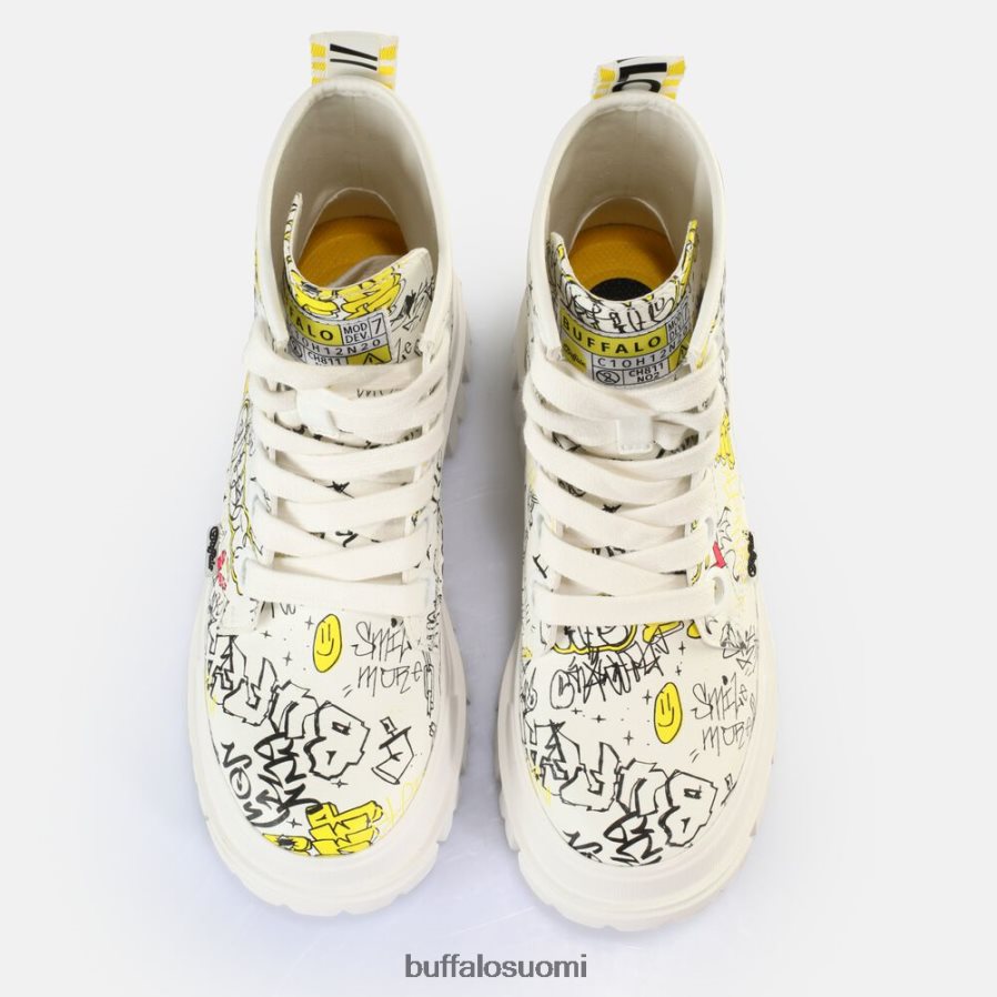 aspha lace up hi ankle boot vegaani DZ48H4438 valkoinen graffiti Buffalo |saappaat