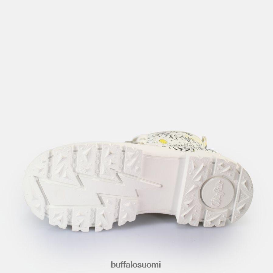 aspha lace up hi ankle boot vegaani DZ48H4438 valkoinen graffiti Buffalo |saappaat