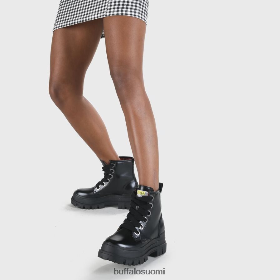 aspha lace up hi bootie flat vegaani DZ48H4847 musta Buffalo |saappaat
