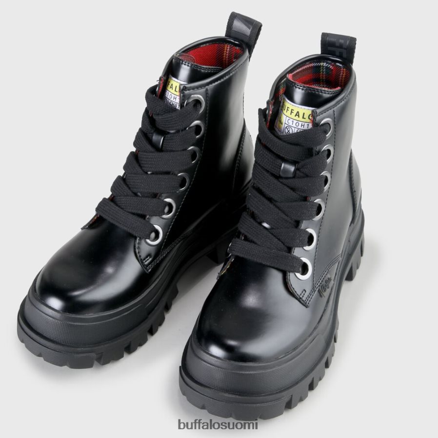 aspha lace up hi bootie flat vegaani DZ48H4847 musta Buffalo |saappaat