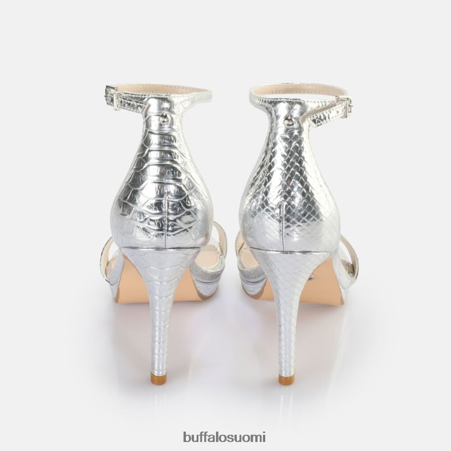 Monroe 2-korkoiset sandaalit, vegaani DZ48H4229 käärme hopeaa Buffalo |sandaalit