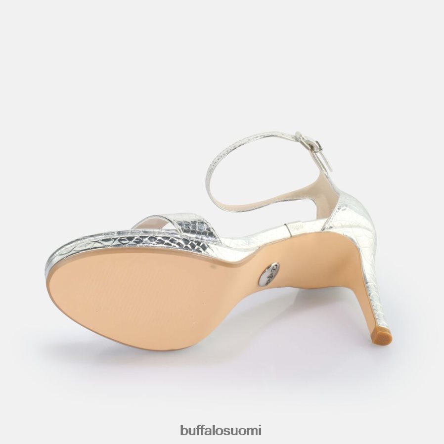 Monroe 2-korkoiset sandaalit, vegaani DZ48H4229 käärme hopeaa Buffalo |sandaalit
