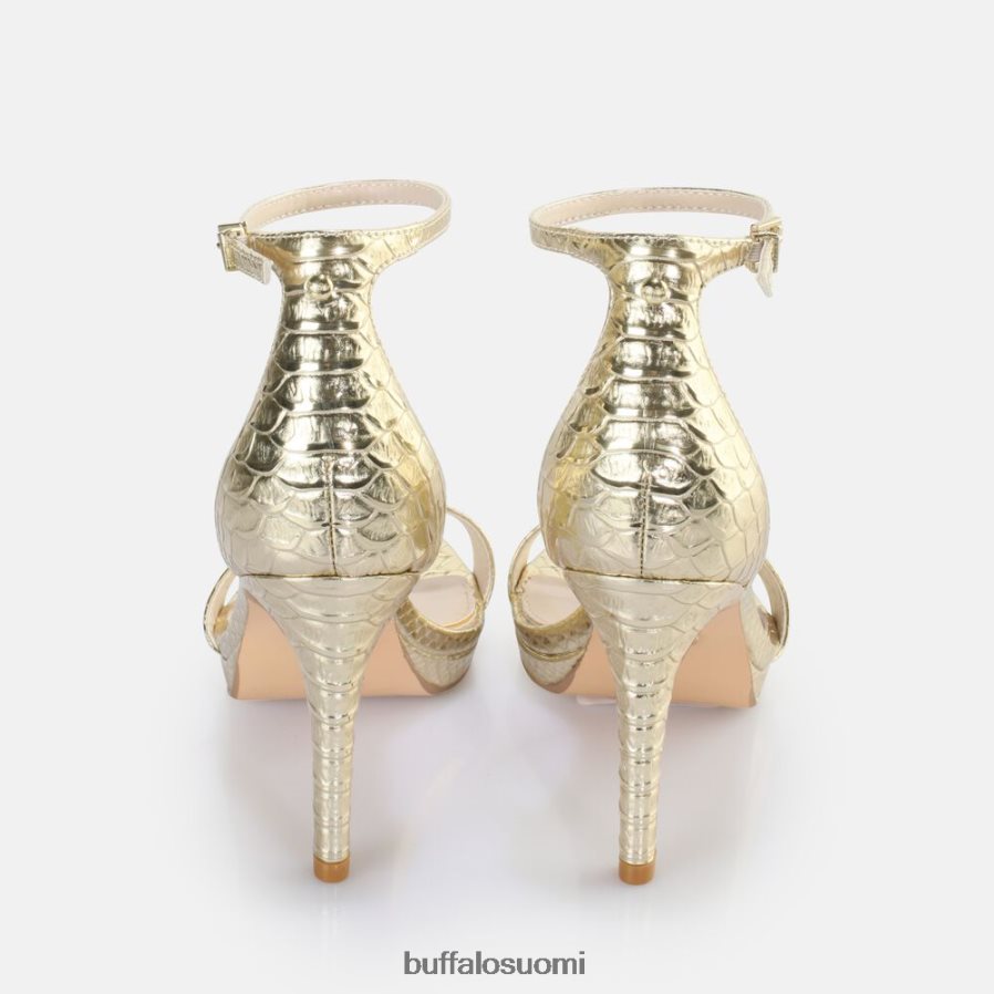 Monroe 2-korkoiset sandaalit, vegaani DZ48H4230 käärme kultaa Buffalo |sandaalit