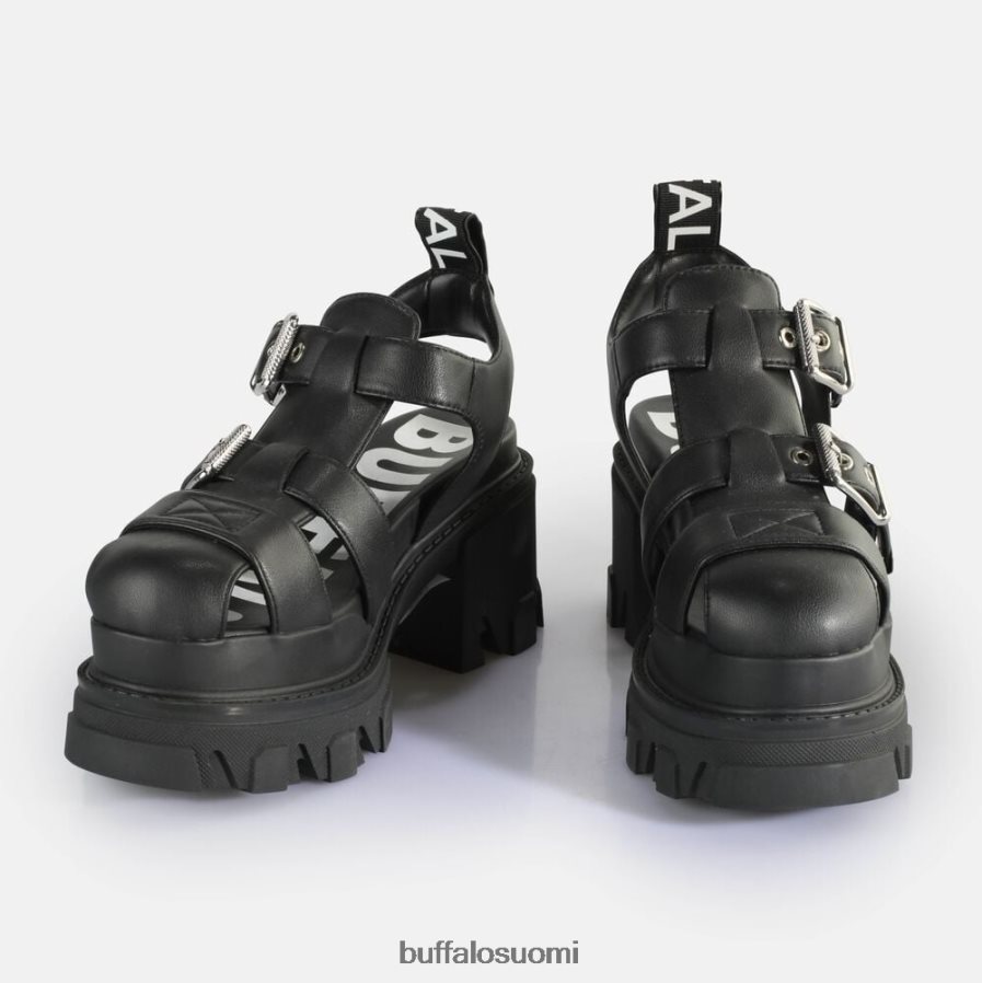 mellakka trooli korkokengät sandaalit vegaani DZ48H484 musta Buffalo |sandaalit