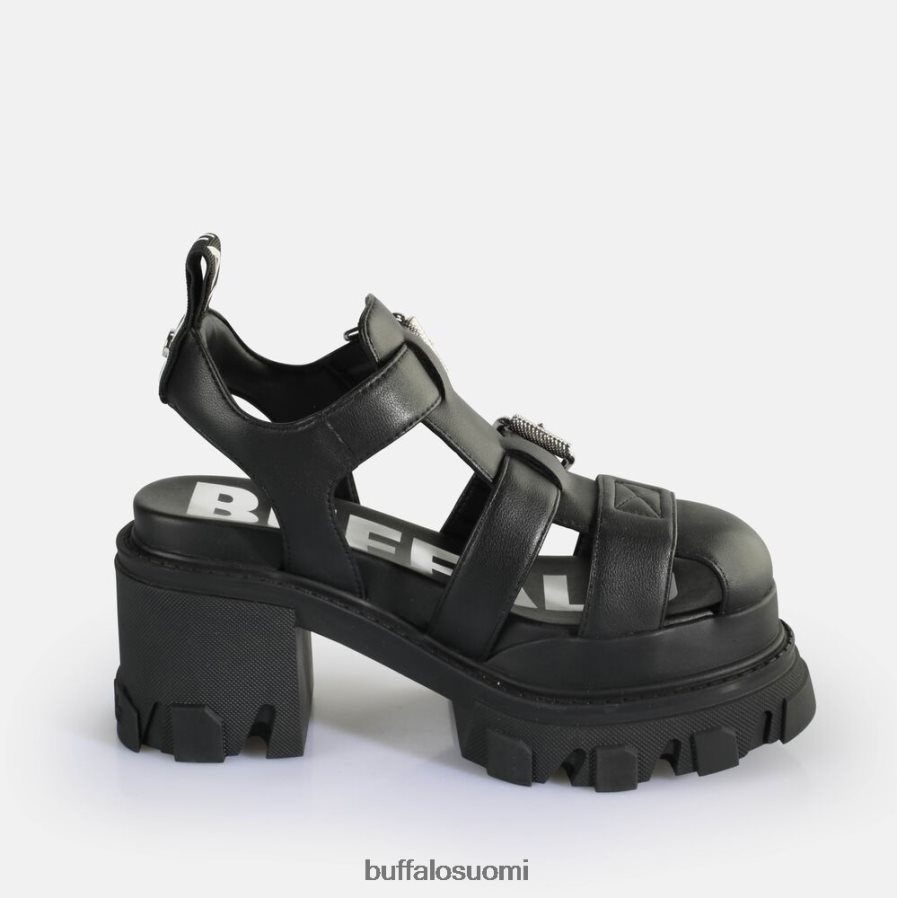 mellakka trooli korkokengät sandaalit vegaani DZ48H484 musta Buffalo |sandaalit