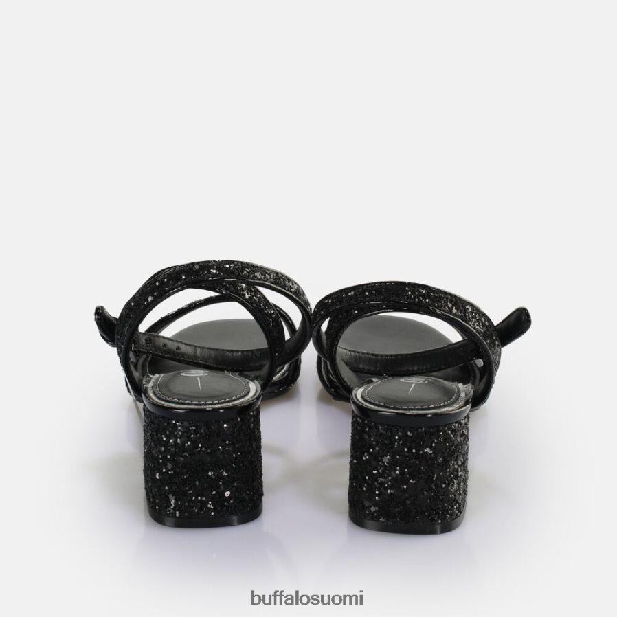 rainelle-korkoinen sandaali vegaaninen DZ48H4541 musta/hopea Buffalo |sandaalit