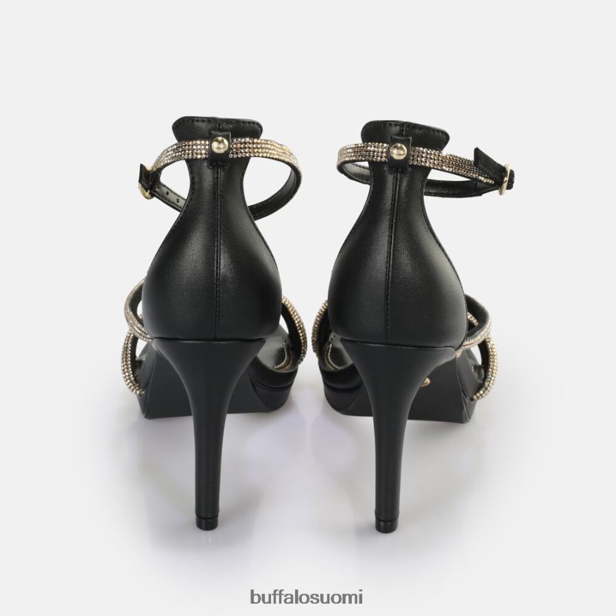 serena shine heeled sandaali vegaani DZ48H4624 musta kulta Buffalo |sandaalit