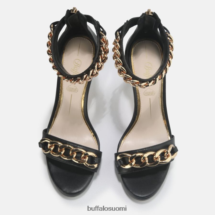 vegaaninen serena-ketju korkeakorkoinen sandaali DZ48H4308 musta Buffalo |sandaalit